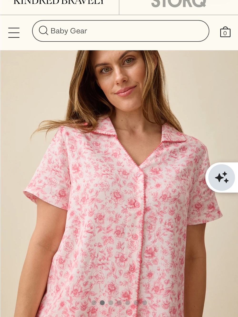 New Kindred Bravely Pink Toile Kindred Bravely Women's Cotton Blend Pajama Set